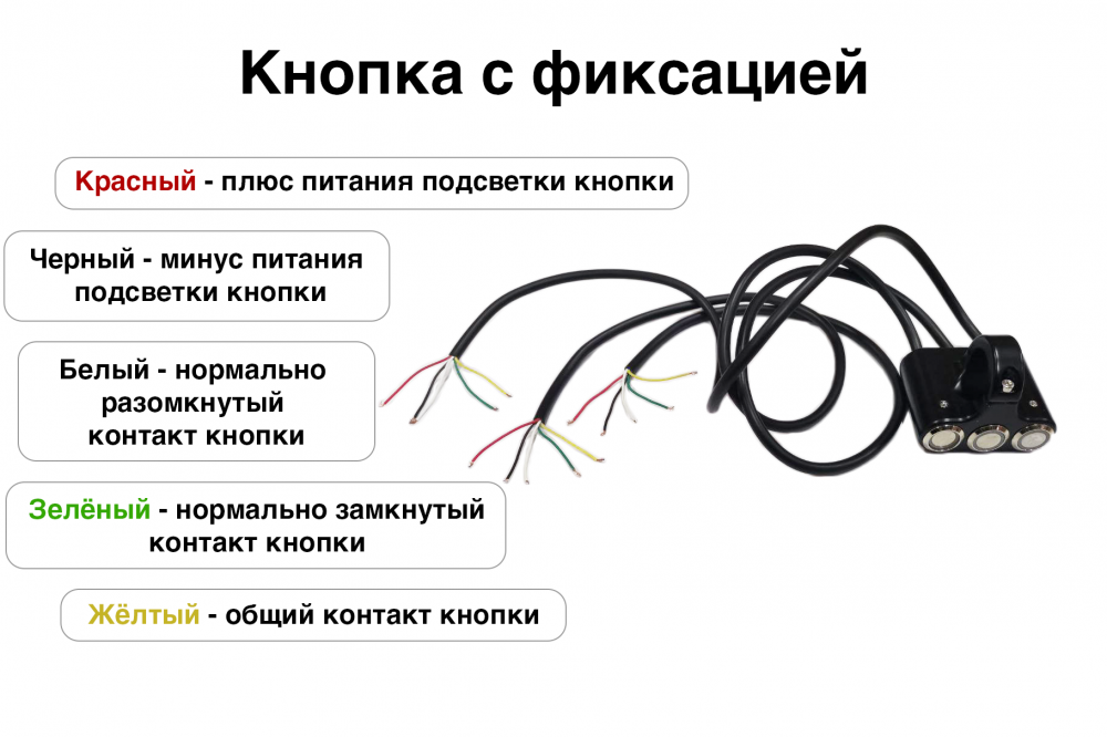 Блок кнопок вкл/выкл (3шт) на руль, для электросамоката, мотоцикла, с подсветкой