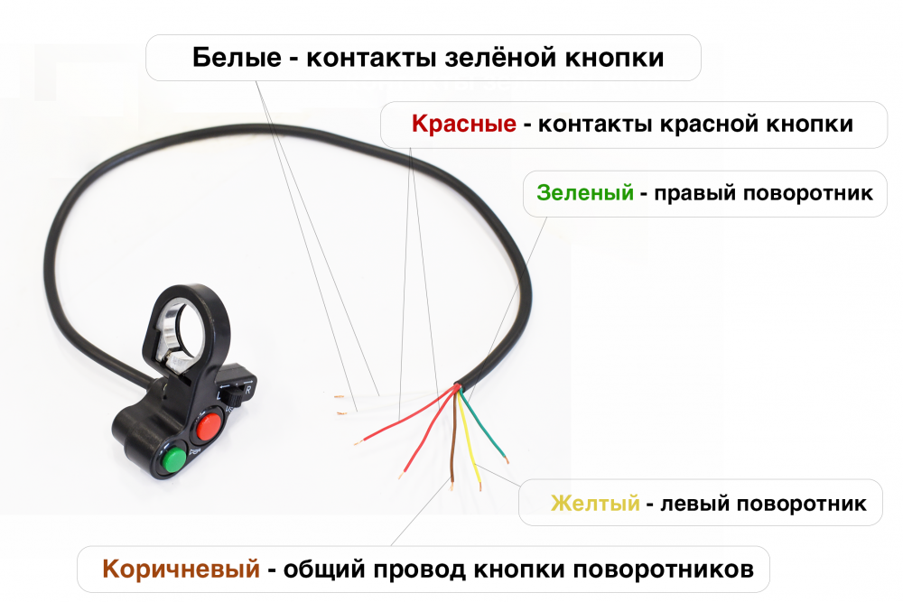 Блок кнопка 3в1 (сигнал/свет/поворотники) на руль мотоцикла, электросамоката, электровелосипеда