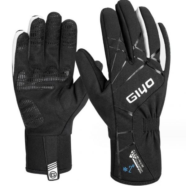 Велоперчатки GIYO S-15 полные пальцы черные с белыми вставками