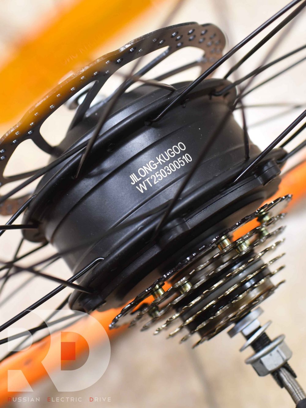 Мотор колесо 350w, обод оранжевый 27.5 заспицованный Kugoo V3 (Куго В3)